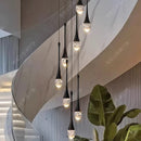 Axyaa Crystal Chandelier Stair Pendant Lamp Living Room Lighting