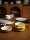 Axyaa Ceramic Burger Coffee Cup with Lid, Irregular Design, Floral Print.