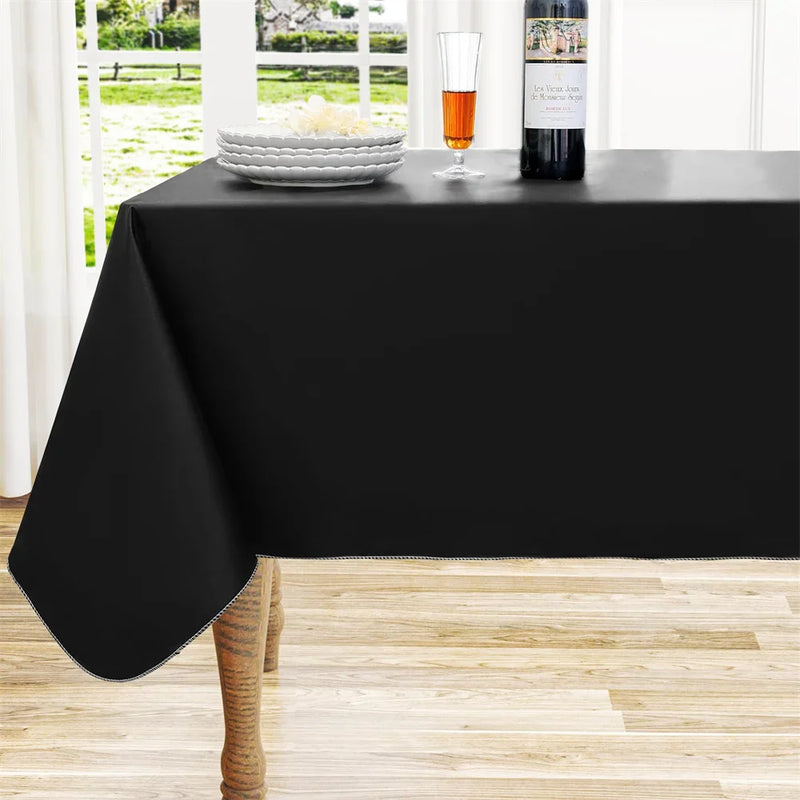 Axyaa Waterproof Vinyl Tablecloth: Easy Clean Table Cover for Dining, Parties, Camping
