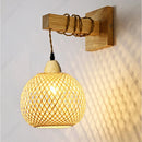 Axyaa LED Rattan Bamboo Wall Lamp for Living Room, Bedroom, and Corridor