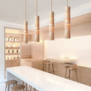 Axyaa Natural Stone Pendant Lamp - Modern Cylindrical Chandelier