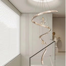 Axyaa Luxury Crystal Ribbon Chandelier Spiral Staircase Pendant Lamp