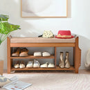 Axyaa Bamboo Shoe Storage Bench with Hidden Drawer and Organizer