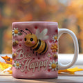 Axyaa 3D Bee & Flower Ceramic Mug - 350ml Cup for Nature Lovers