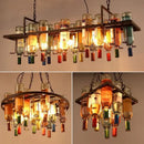 Axyaa Retro Industrial Metal Wine Glass Chandelier LED Pendant Lamp