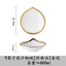 Axyaa Black Gold-Plated Tableware Set: Salad Bowl, Dessert Plate, Soup Plate
