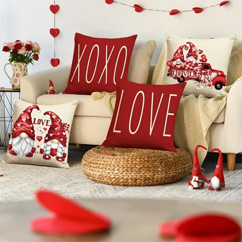 Axyaa Dwarf LOVE XOXO Valentine's Day Pillowcase for Home Room Sofa