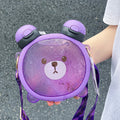 Axyaa Bear Water Bottle 750ml - Cute Double Sided Design, Portable with Straw