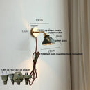Axyaa Modern White Glass Copper Wall Sconce, Pull Chain Switch Stair Light