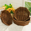 Axyaa Retro Woven Rattan Fruit Plate Handheld Storage Tray Creative Candy Packaging