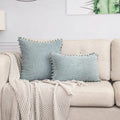 Lumbar Corduroy Boho Cushion Cover with Pom Pom Detail by Axyaa