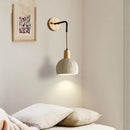 Axyaa LED Pull Chain Wall Sconce Cement Shade Wood Stair Light