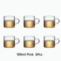 Axyaa Glass Teacup Set, Master Quality, Heat-Resistant, Kung Fu Tea Cup with Handle