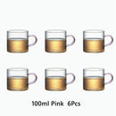 Axyaa Glass Teacup Set, Master Quality, Heat-Resistant, Kung Fu Tea Cup with Handle