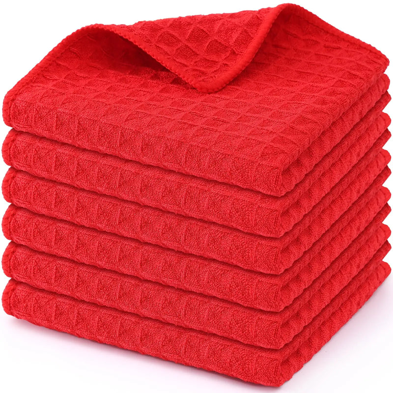 Axyaa Microfiber Waffle Kitchen Towels - Ultra Absorbent Cleaning Rags