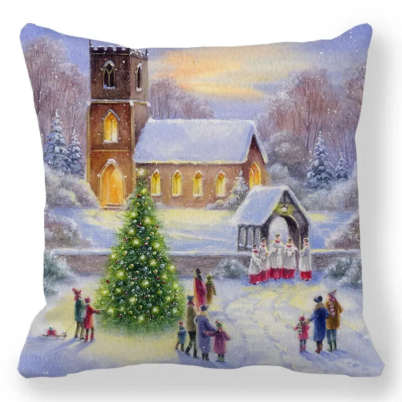 Axyaa Santa Print Pillowcase for Christmas and New Year Decor