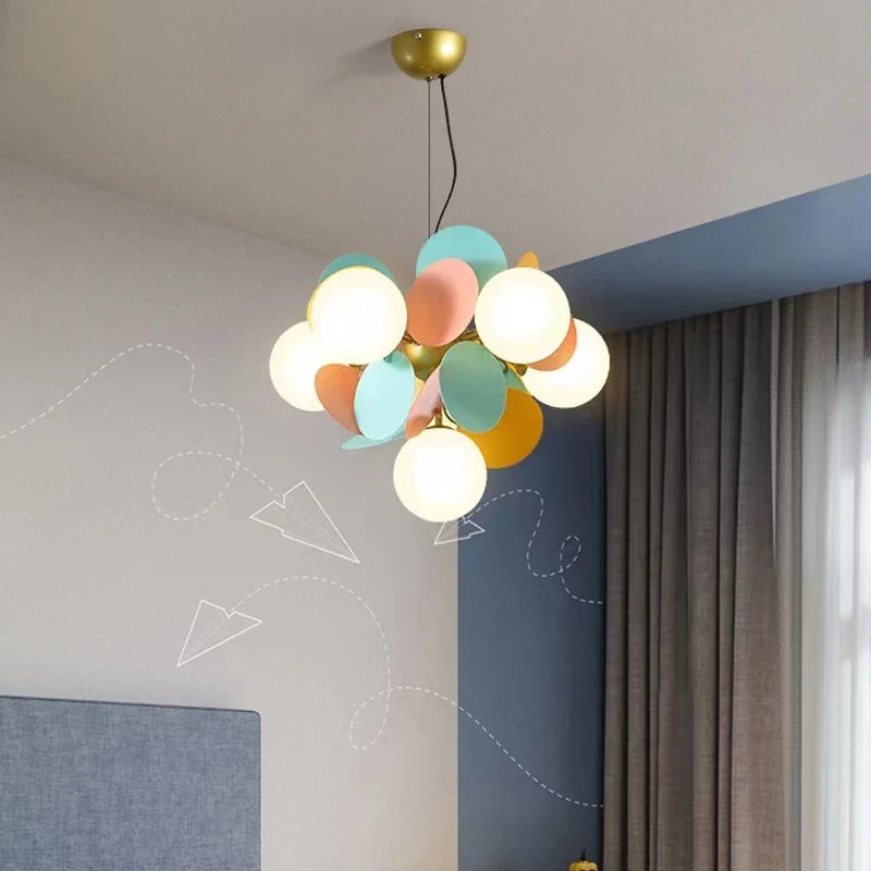 Scandinavian Chandelier Colorful Magic Bean Tree Branch Light by Axyaa