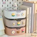 Axyaa Kawaii Desk Organizer with Sticker Lid - Cute Plastic Jewelry & Stationery Storage Box