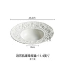 Axyaa Ceramic Western Food Plate Set, White Artistic Conception Soup & Pasta Plates
