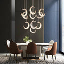 Axyaa Moon Design Acrylic LED Chandelier for Modern Living Spaces