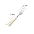 Axyaa Cute Wind Ceramic Handle Stainless Steel Tableware Set