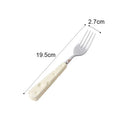 Axyaa Cute Wind Ceramic Handle Stainless Steel Tableware Set