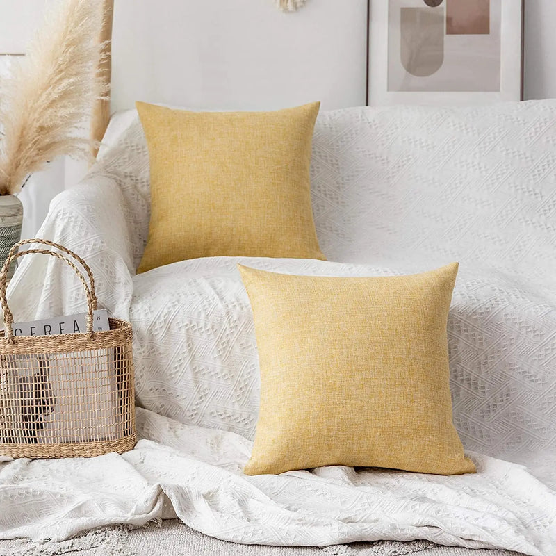 Axyaa Yellow Linen Cushion Cover for Home Sofa Car Bedroom Decoration
