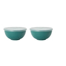 Axyaa Dark Green Plastic Bowls with Lids - Set of 6