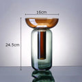 Axyaa Gradient Glass Vase Hydroponic Flower Pot Desk Decor Artificial Floral Arrangement