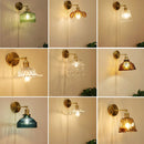 Axyaa Art Deco LED Wall Lamp with Pull Switch, Nordic Design Glass Interior Light