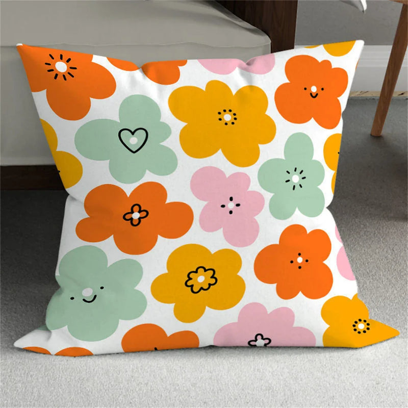 Axyaa Small Daisy Leaves Cushion Cover - Home Decor Pillowcases