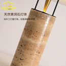 Axyaa Yellow Travertine Table Lamp LED Marble Base Postmodern Mushroom Desk Light