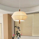 Axyaa Solid Wood Wabi-Sabi Chandelier - Retro Rattan Cotton Shade Ceiling Light