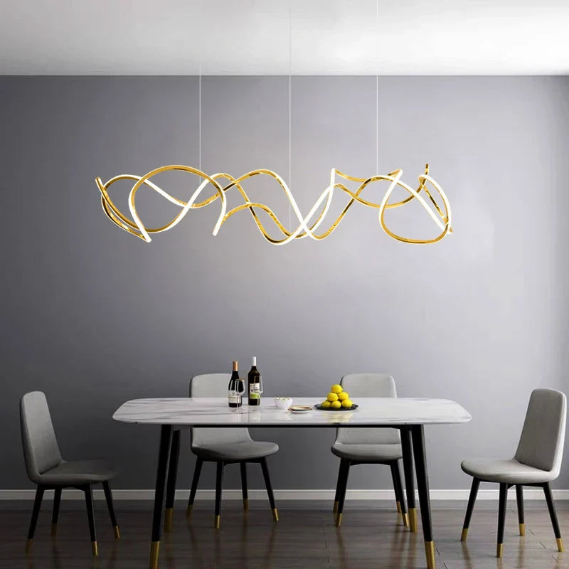 Modern Stainless Steel Nordic Chandelier by Axyaa - LED Dining Room Pendant Lighting
