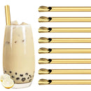 Axyaa 8Pcs Stainless Steel Bubble Tea Straw Set Smoothie Spoon Shaped Straw