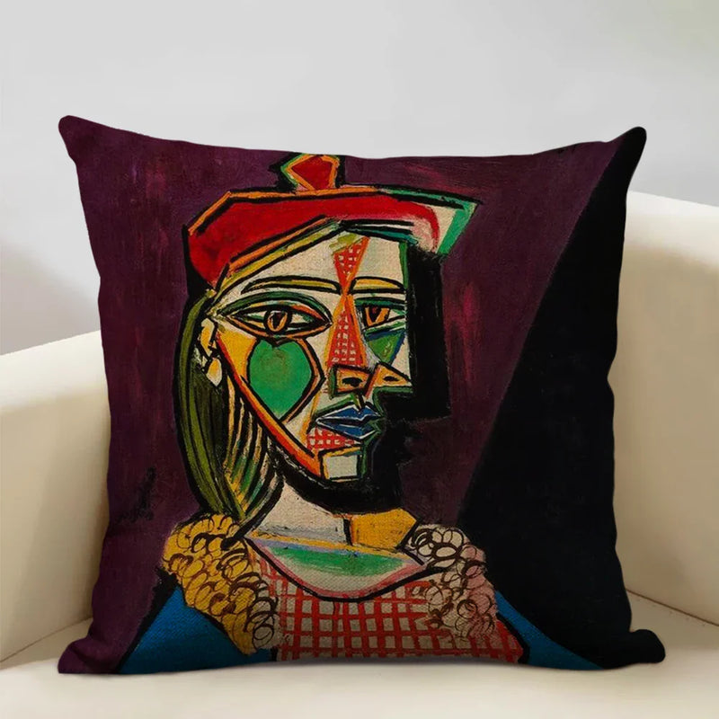 Pablo Picasso Abstract Art Cushion Cover 45x45cm Beige Linen Axyaa Brand