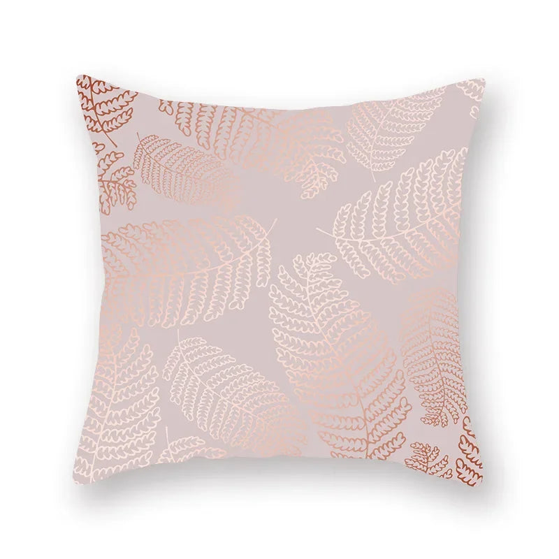 Axyaa Pink Gold Geometry Polyester Pillow Case 45*45cm Square