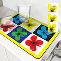 Axyaa Floral Drain Pad: Absorbent Anti-slip Kitchen & Bathroom Mat
