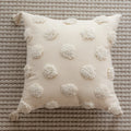 Axyaa White Tufted Embroidery Fringe Pillow Cover - 45x45cm