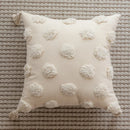 Axyaa White Tufted Embroidery Fringe Pillow Cover - 45x45cm