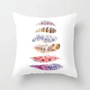 Axyaa White Feather Pillowcase Blue Polyester Cushion Cover for Home Decor