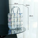 Axyaa Clear Glass Vase Handbag for Floral Arrangements & Home Decor