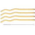 Axyaa Stainless Steel Wavy Straws Set with Brush for Drinks Bar Accessories
