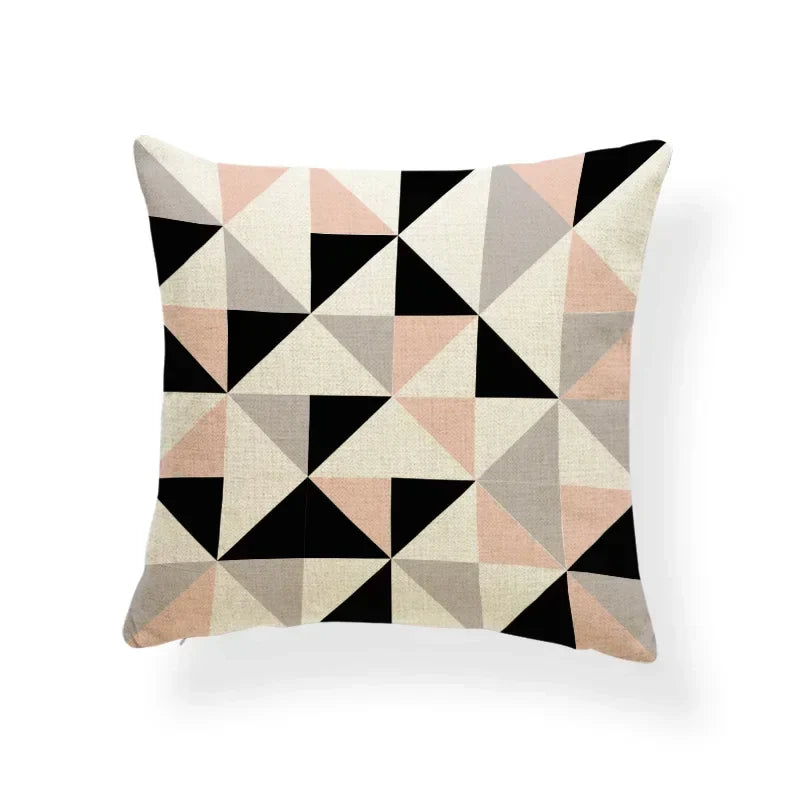 Axyaa Pink Stripe Linen Home Decor Pillowcase 45x45cm Sofa Eye Pillow
