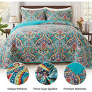 Axyaa Cotton Quilt King Bedding Set with 2 Pillowcases, Garden Style Bedspread