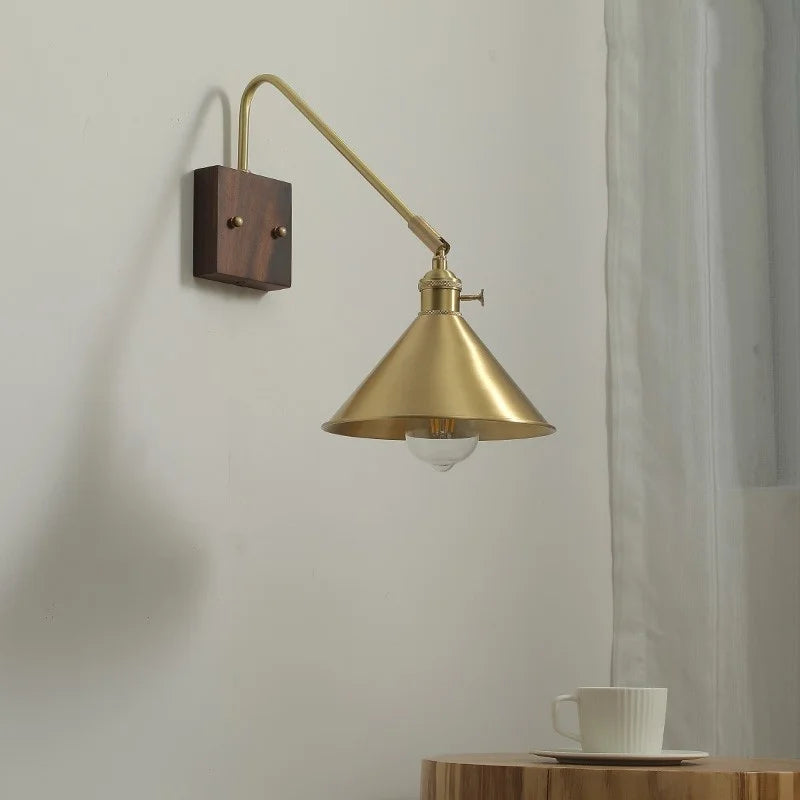 Axyaa Walnut Copper LED Wall Lights for Home Decor and Modern Ambiance
