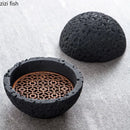 Axya Meteorite Texture Ceramic Bowl with Lid for Desserts, Sushi, and Snacks