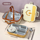 Axyaa 4/5 Grids Stainless Steel Divided Lunch Box Set with Cutlery