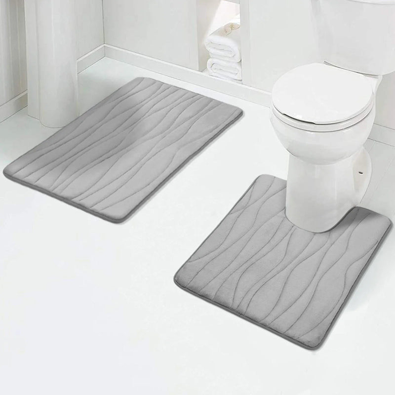 Axyaa Memory Foam Bathroom Rug Set: Non-Slip, Absorbent, Soft U-Shaped and Rectangle Mats