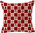 Axyaa Christmas Snowflake Red Bear Linen Pillow Cover 45x45 Square